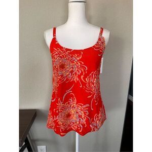 Cabi Orange Floral Adjustable Tank Top XS